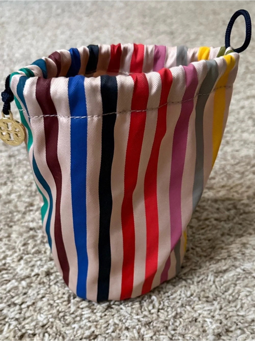 Tory Burch Multi-Color Striped Drawstring Pouch dust cover